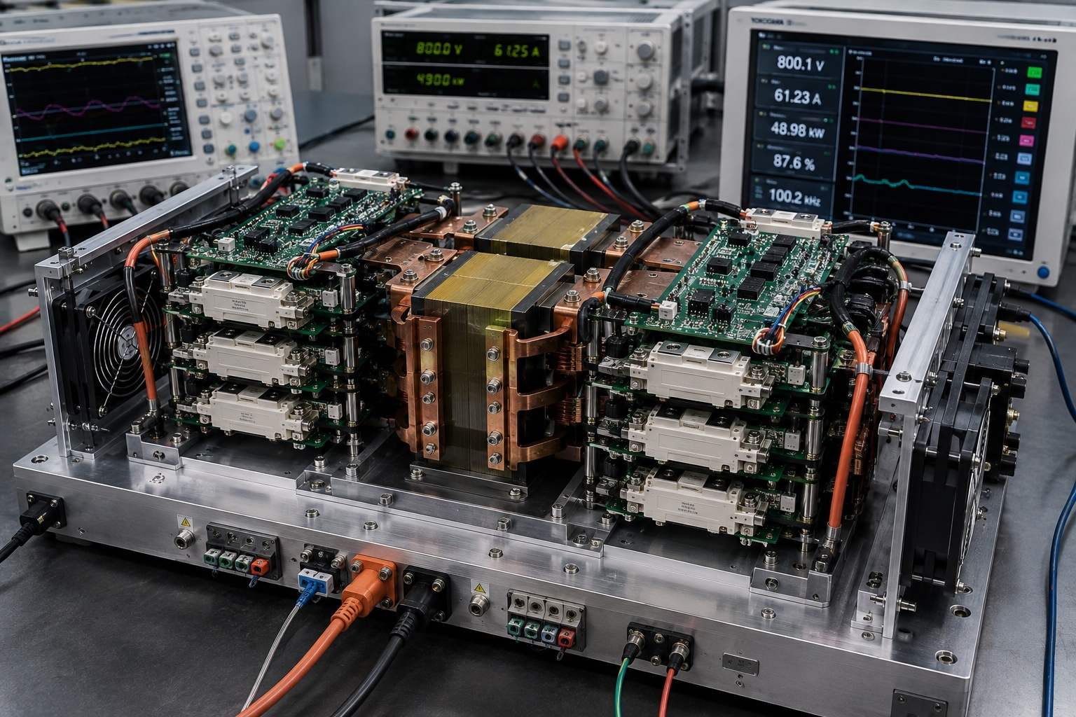 High-power SiC building block under validation on a test bench
