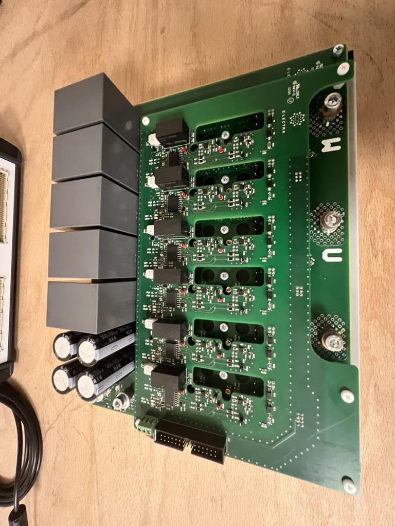 Power board prototype with relays and capacitors