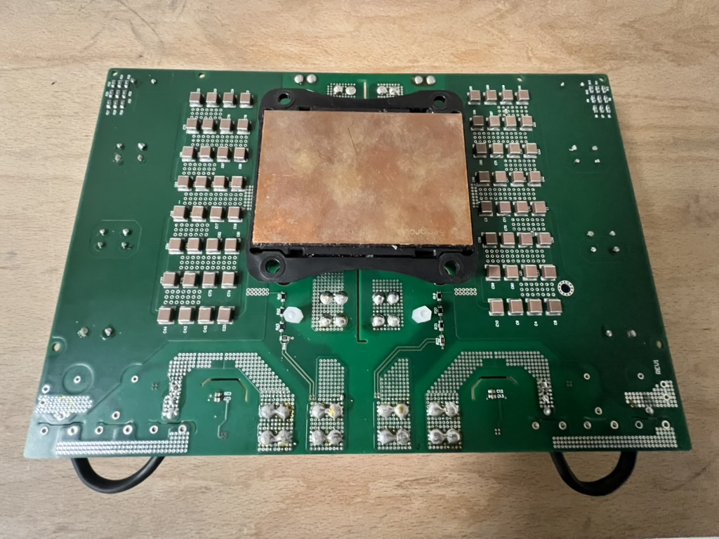PCB underside with thermal interface plate