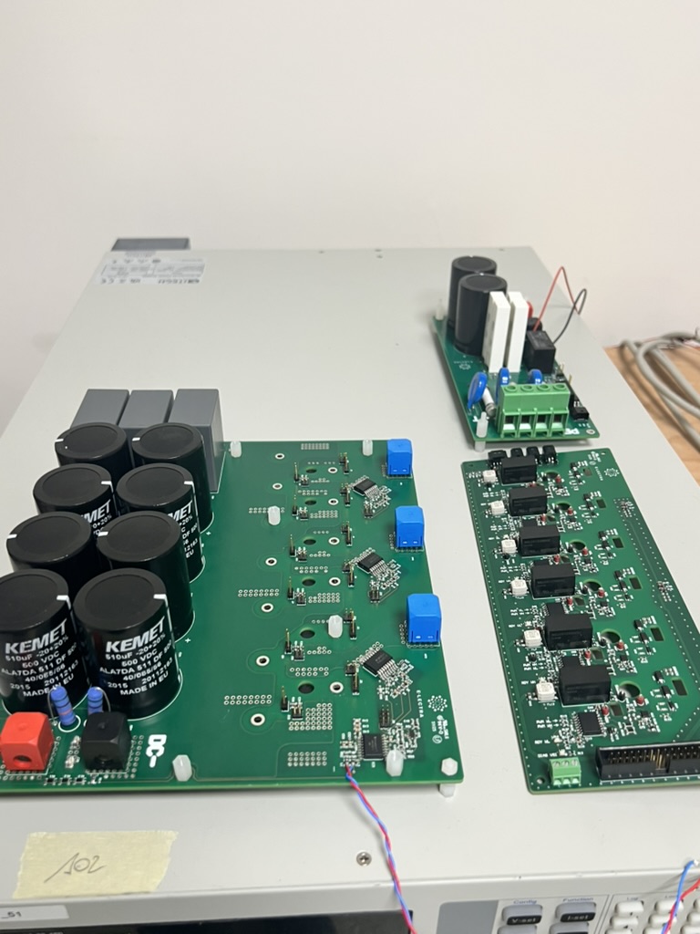 Power converter and gate driver boards on bench